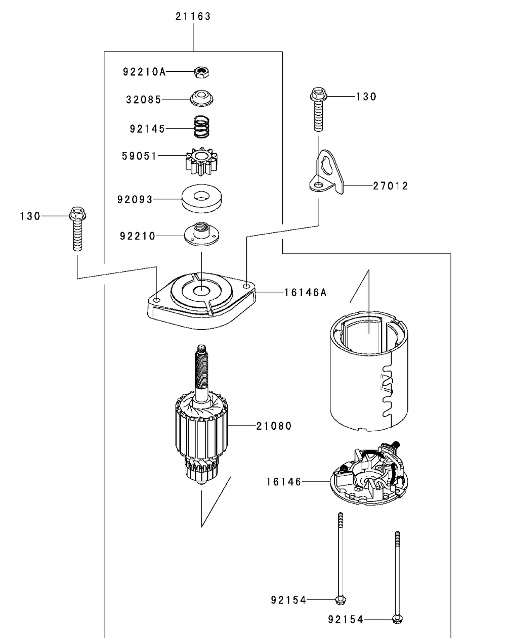 Kawasaki Fr651v-As08 Starter Diagram and Parts List for XT2-LX46KW (Carb-13WFA1CT210)(2015) Cub Cadet Lawn Tractor